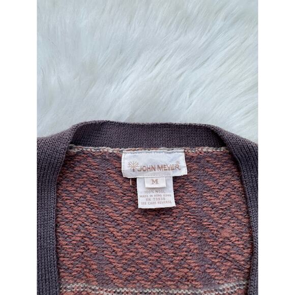 Vintage John Meyer Wool Stripe Chevron Button Sweater Cardigan - Picture 4 of 6